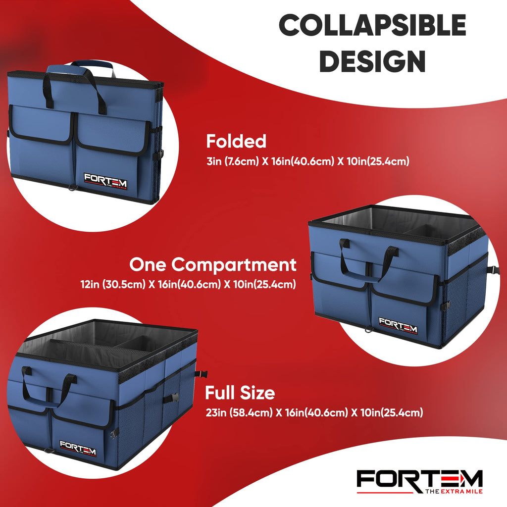 FORTEM Trunk Organizer - Foldable Car Organizer & Storage for SUVs & Trucks