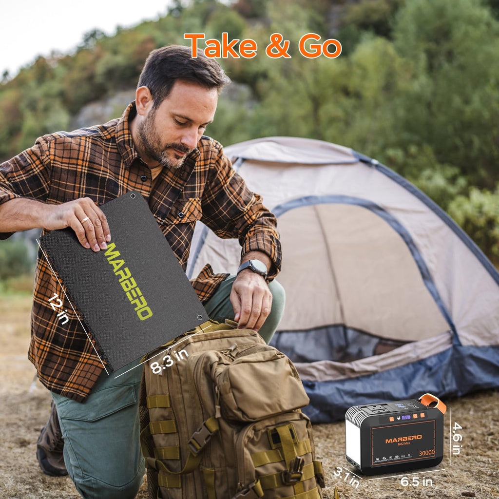 MARBERO Portable Power Station 88Wh, 120W Surge, Solar Generator 24,000mAh