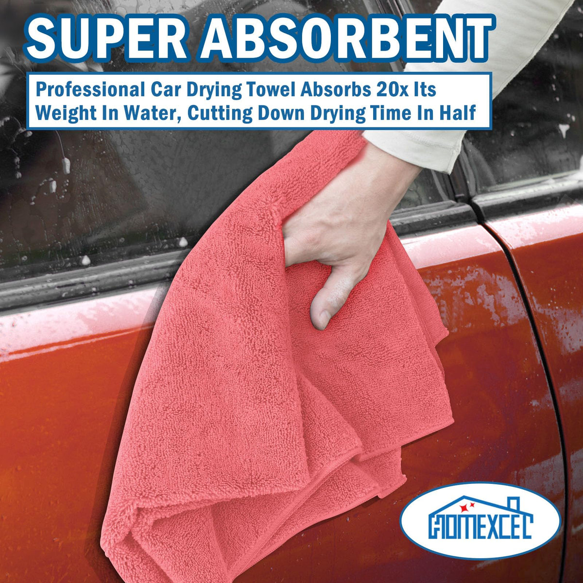 HOMEXCEL Professional Large Microfiber Car Drying Towels 2 Pack, Lint Free, Scratch Free, Highly Absorbent Drying Towel for Cars, SUVs, RVs, Trucks, and Boats,31" x 24",Grey