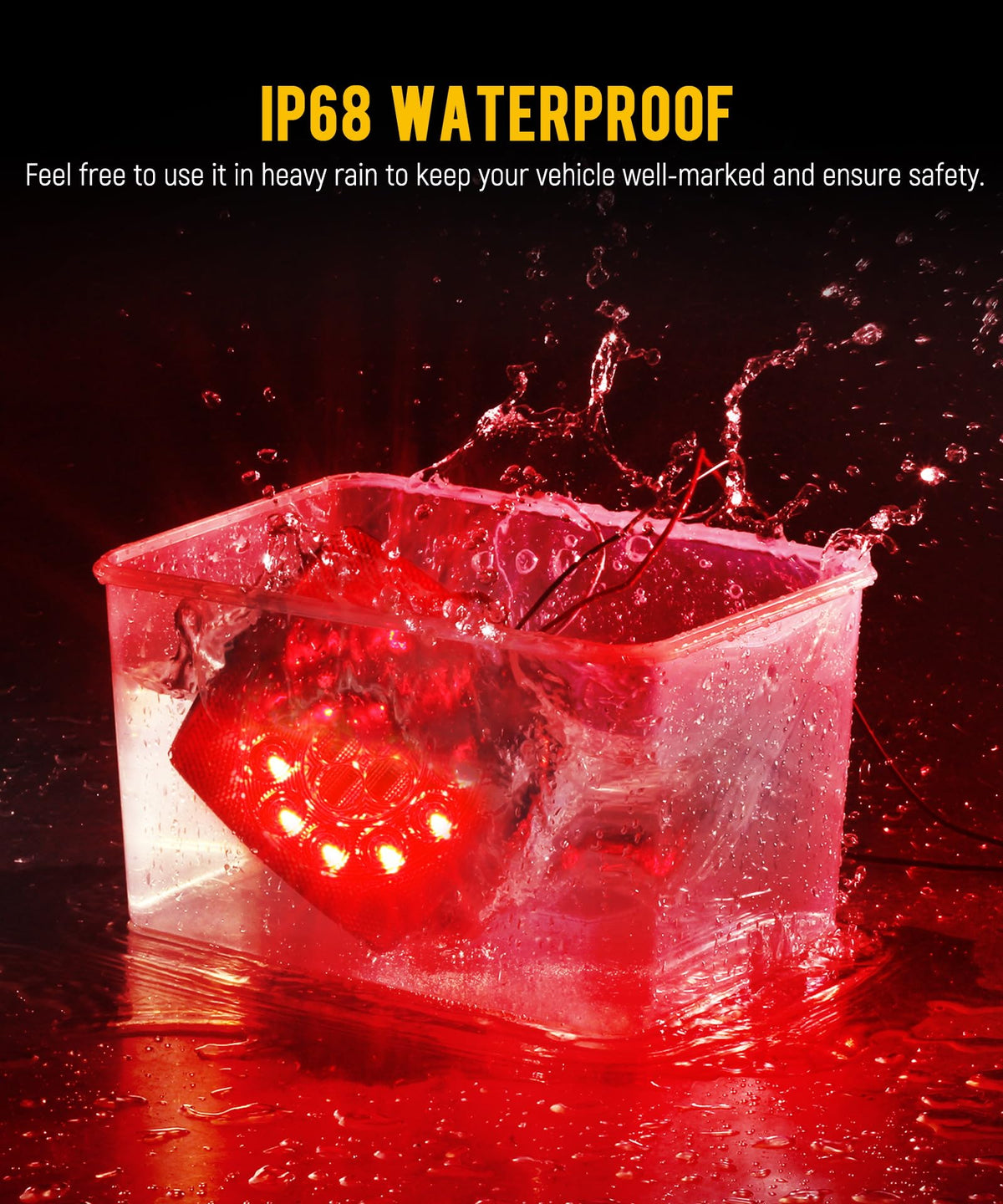 Partsam 12V Submersible Square Led Trailer Light,Red White LED Stop Turn Tail License Brake Running Light Lamp for Trailers Under 80" Boat Trailer Truck Marine Camper RV Snowmobile,IP68,DOT Compliant
