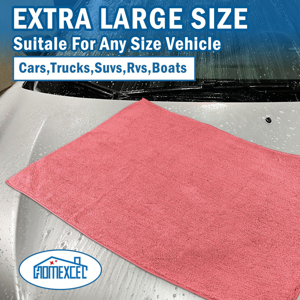HOMEXCEL Professional Large Microfiber Car Drying Towels 2 Pack, Lint Free, Scratch Free, Highly Absorbent Drying Towel for Cars, SUVs, RVs, Trucks, and Boats,31" x 24",Grey