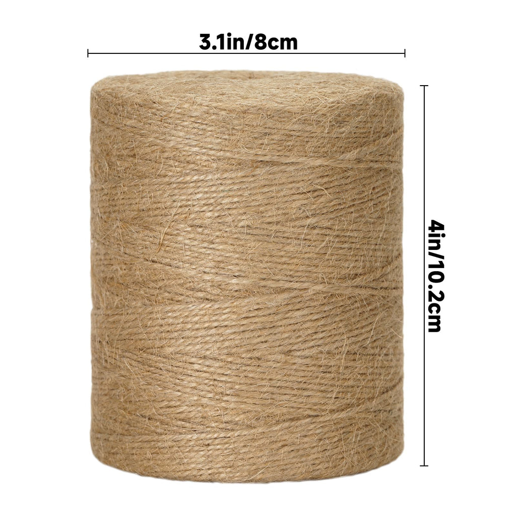 KINGLAKE Natural Jute Twine String 656 Feet 2mm Twine for Crafts Gift Wrapping Christmas Packing String for Arts Decoration, Wedding, Gardening