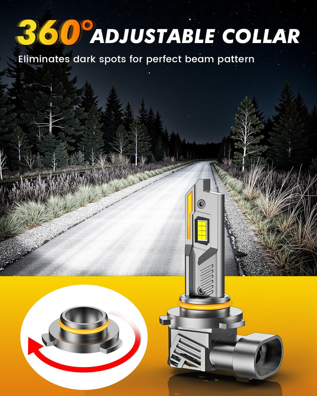 Termitor Laest H4/9003 HB2 Exterior Light Bulbs for Off-road, 15X Brighter 90,000LM, 85K+ hrs, 6500K Cool White, IP68 Waterproof, 1:1 OEM Size, 3 Minute Installation, Pack of 2