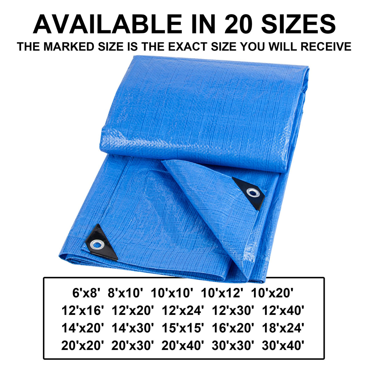 CARTMAN 10x10Ft Multipurpose Waterproof Poly Tarp Cover 5 Mil, Blue