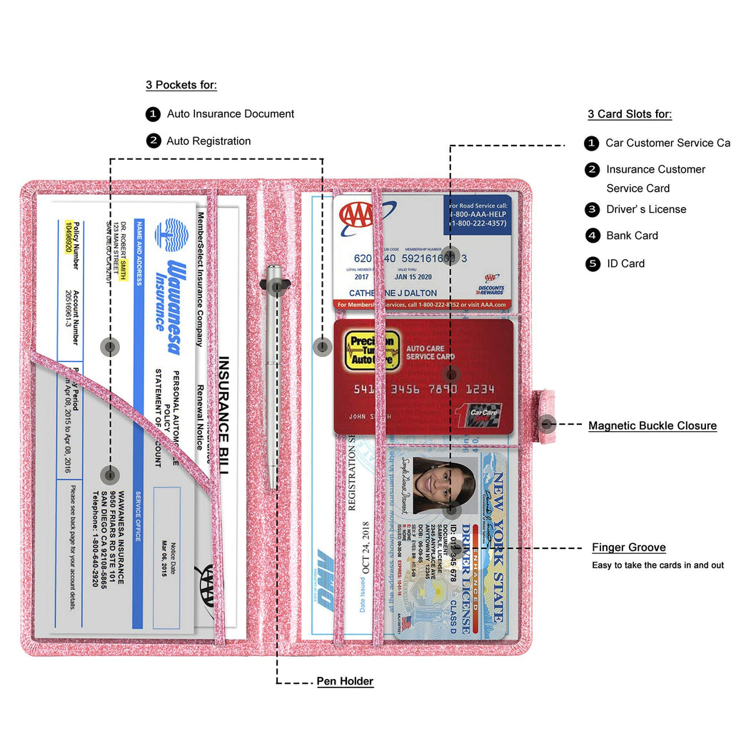 TOURSUIT Car Registration & Insurance Card Holder, Carbon Fiber Black