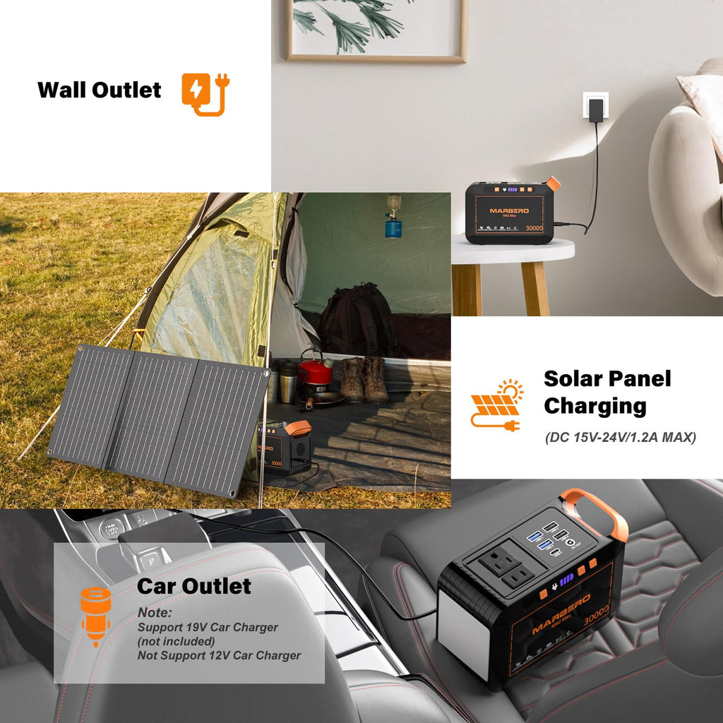 MARBERO Portable Power Station 88Wh, 120W Surge, Solar Generator 24,000mAh