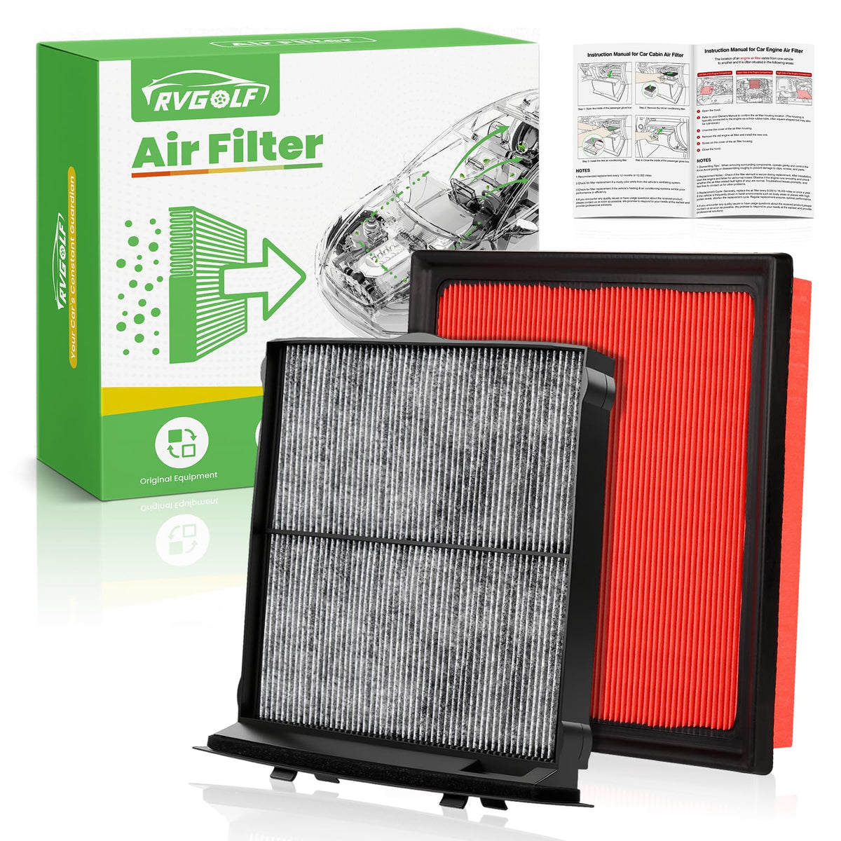 Engine+Cabin Air Filter Fit for 2016-2026 Civic(2.0L), 2023-2026 HR-V(2.0L)