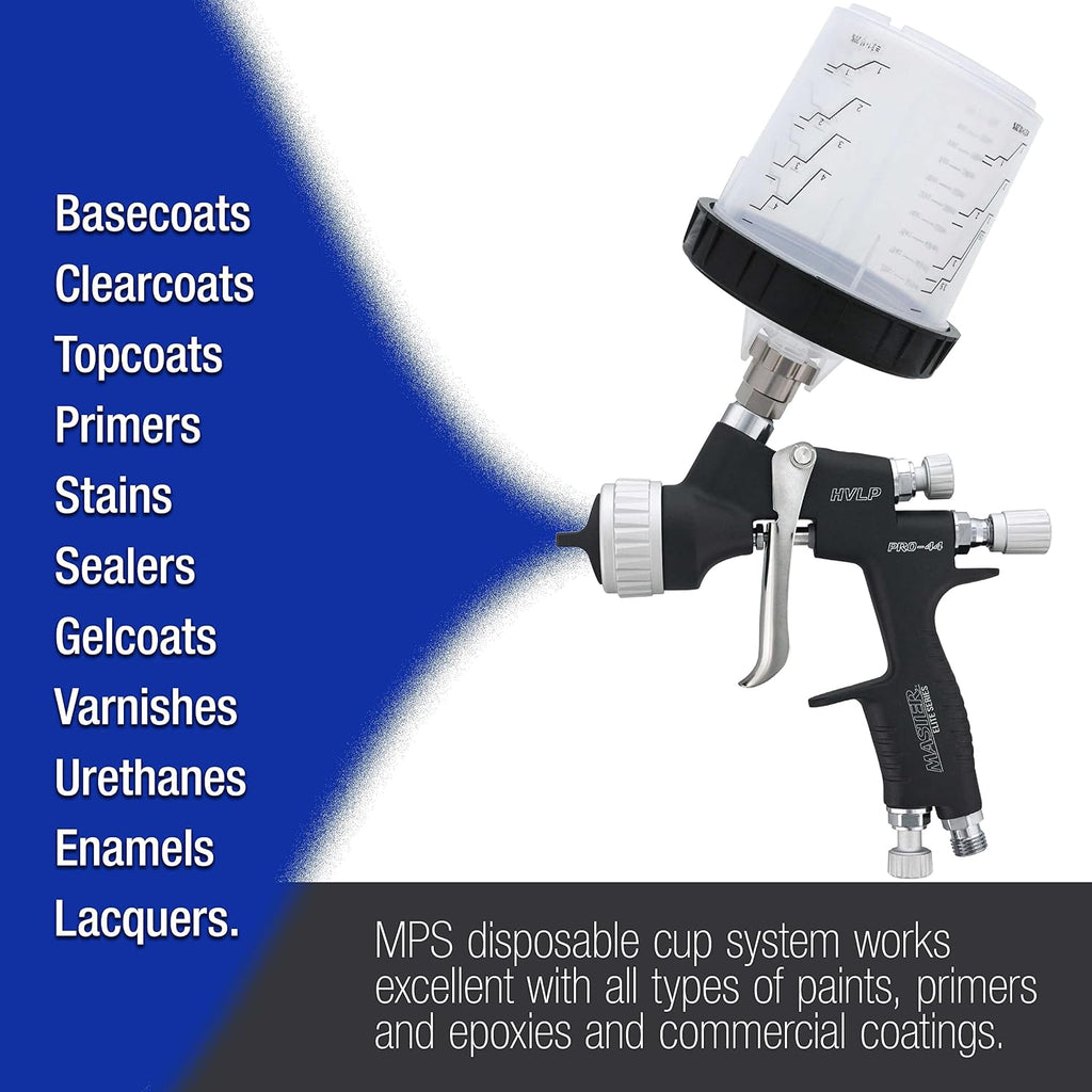 Master Paint System MPS Disposable Paint Spray Gun Cup Liners & Lid System