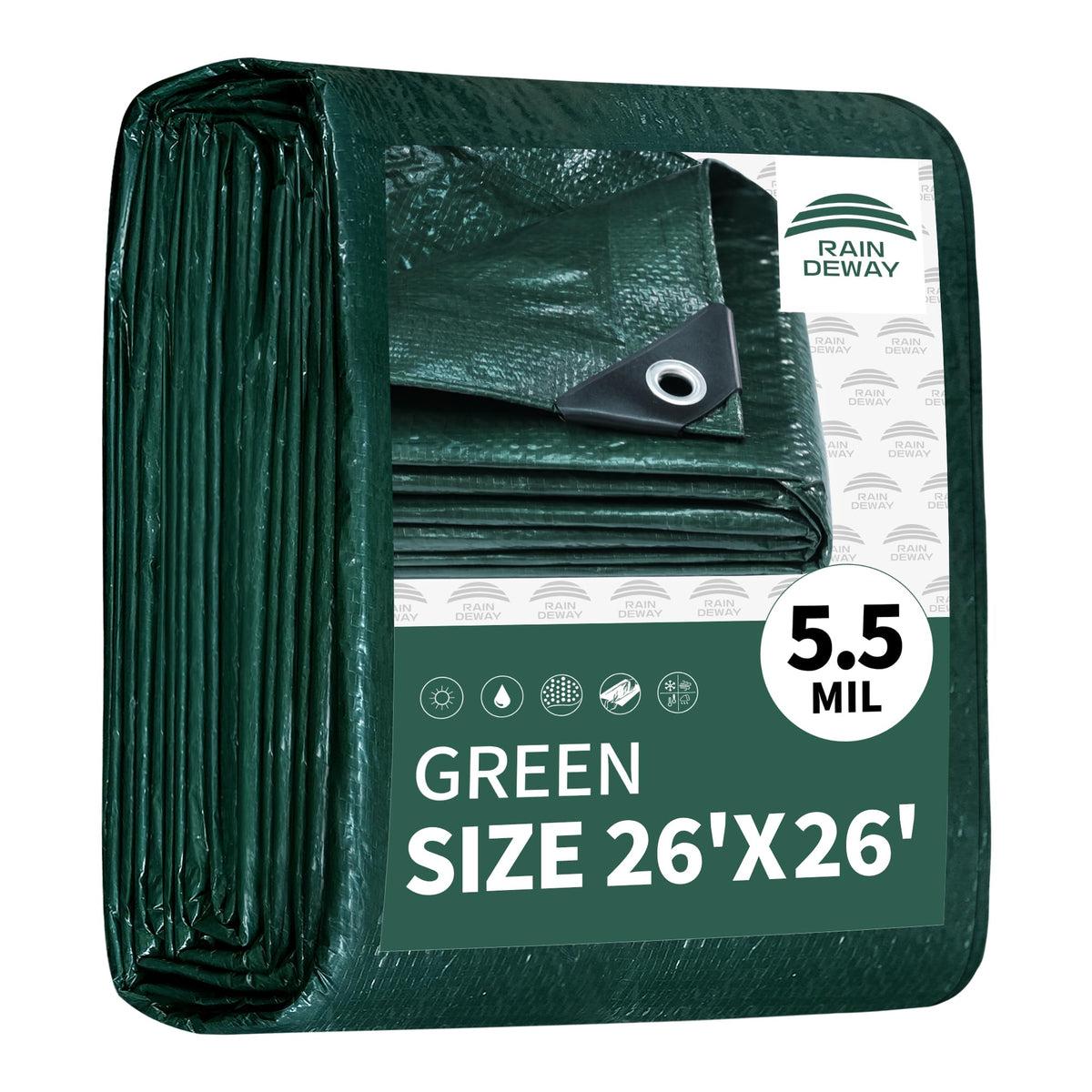 RAINDEWAY Tarps 8x10Ft 5.5 Mil Multipurpose Waterproof Poly Tarp Cover