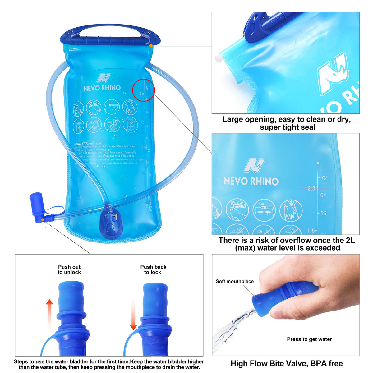 Lightweight Hydration Backpack, Running Backpack with 2L Water Bladder