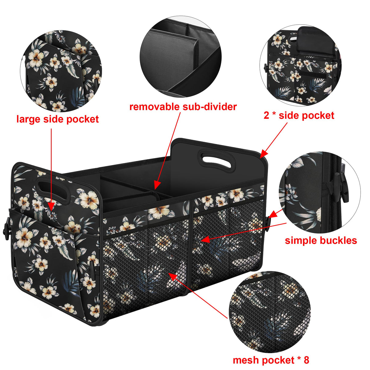 Femuar Car Trunk Organizer-Collapsible Car Storage for Suv/Jeep/Sedan