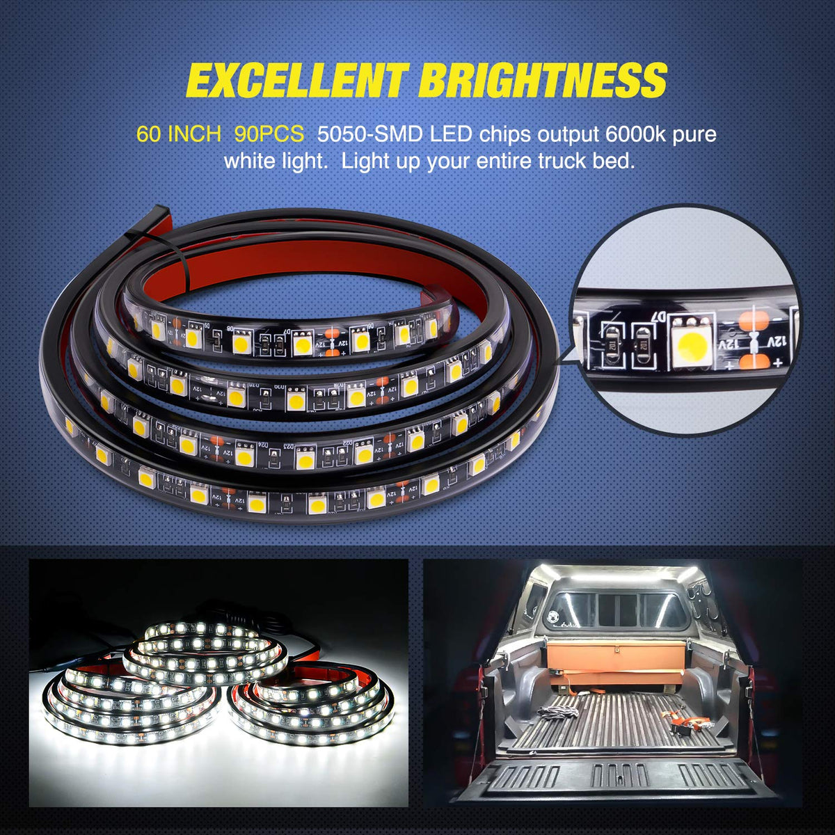 Nilight 3PCS 60 Inch Truck Bed Light Kit 270 LEDs