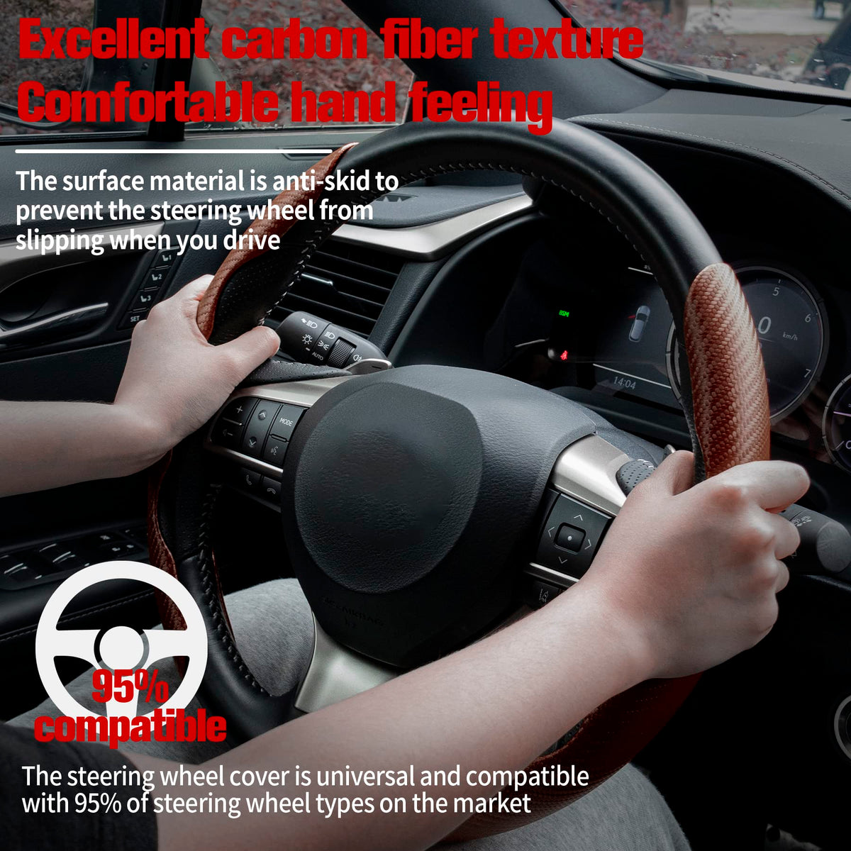 3pcs Carbon Fiber Anti-Skid Steering Wheel Cover, Waterproof & Segmented Butterfly Design, Universal 99% Vehicle Wheel Cover Protector, Car Interior Accessories (Black-3pcs)