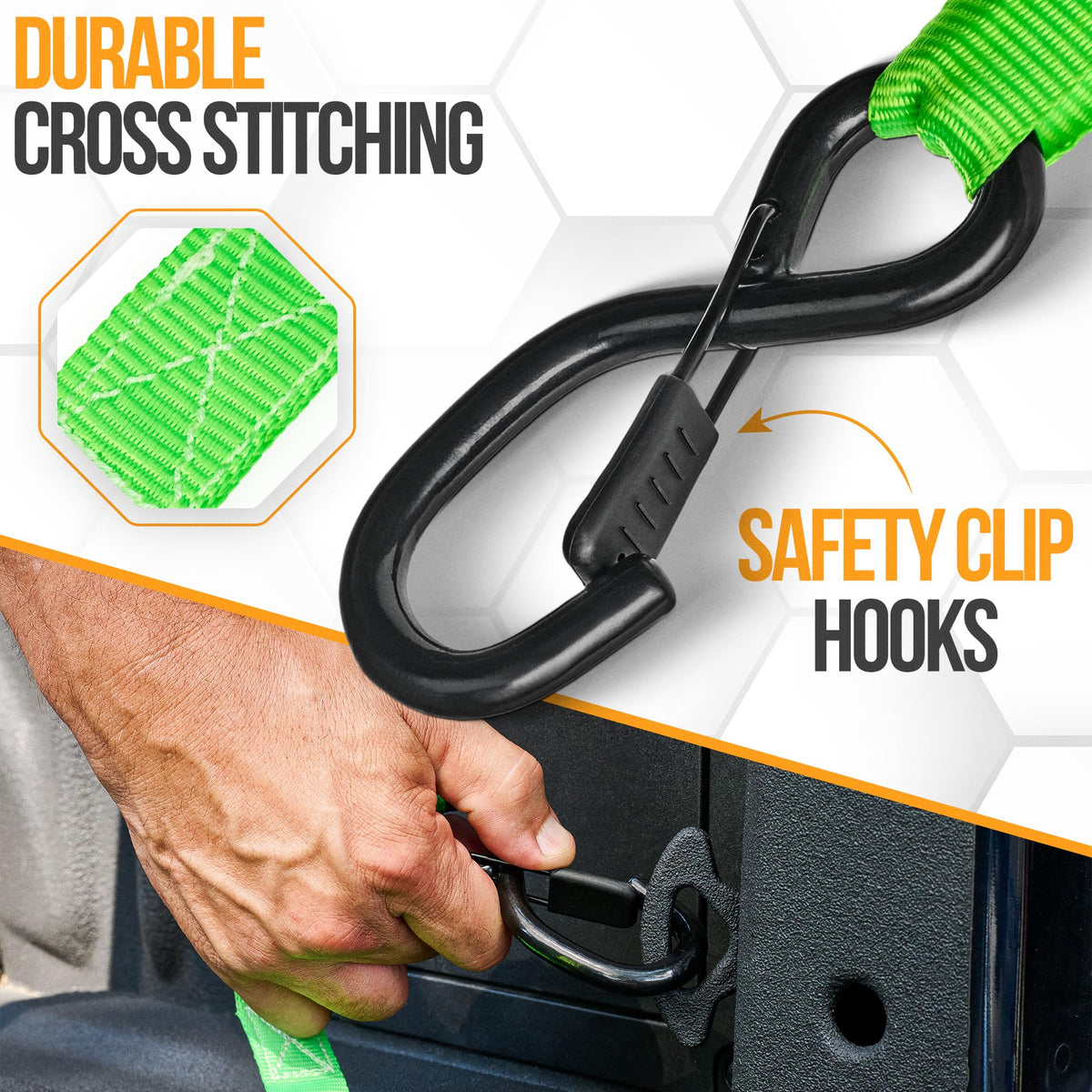 FORTEM Ratchet Straps - Tie Down Strap Set, 4 Pack, 1650lb Break Strength