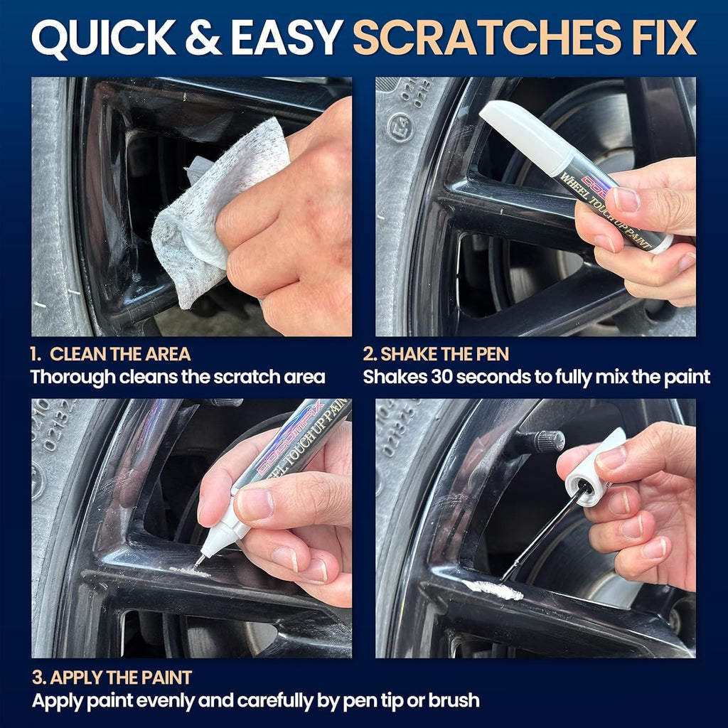 cocomfix Gloss Black Rim Touch Up Paint, Scratch & Curb Rash Repair Kit
