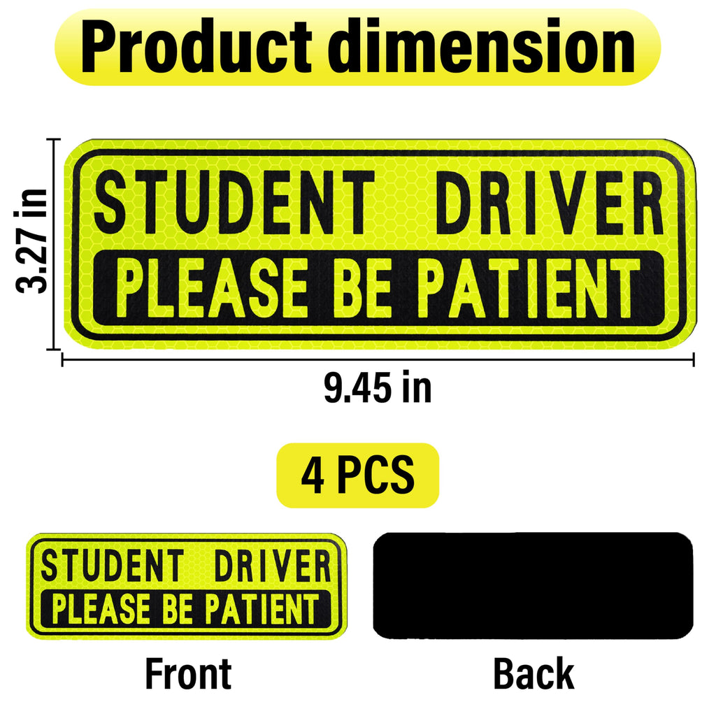 BFXM 4 PCS Student Driver Magnet for Car, New Driver Magnet for Car