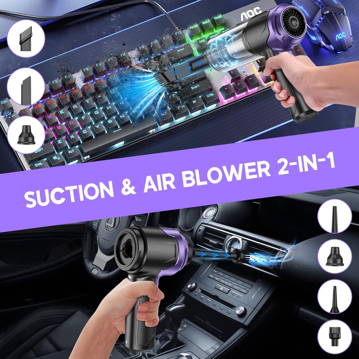 KMM Handheld Car Vacuum Cleaner, Hand Held Vacuum Cleaner and Air Duster