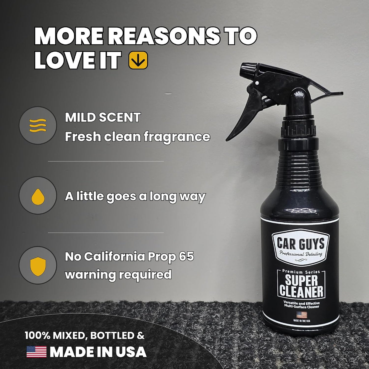 CAR GUYS Super Cleaner | Interior Car Cleaner for Tough Stains | Stain Remover for Car Seats, Carpet, Upholstery, & Leather | 18 Oz Kit with Microfiber Towel