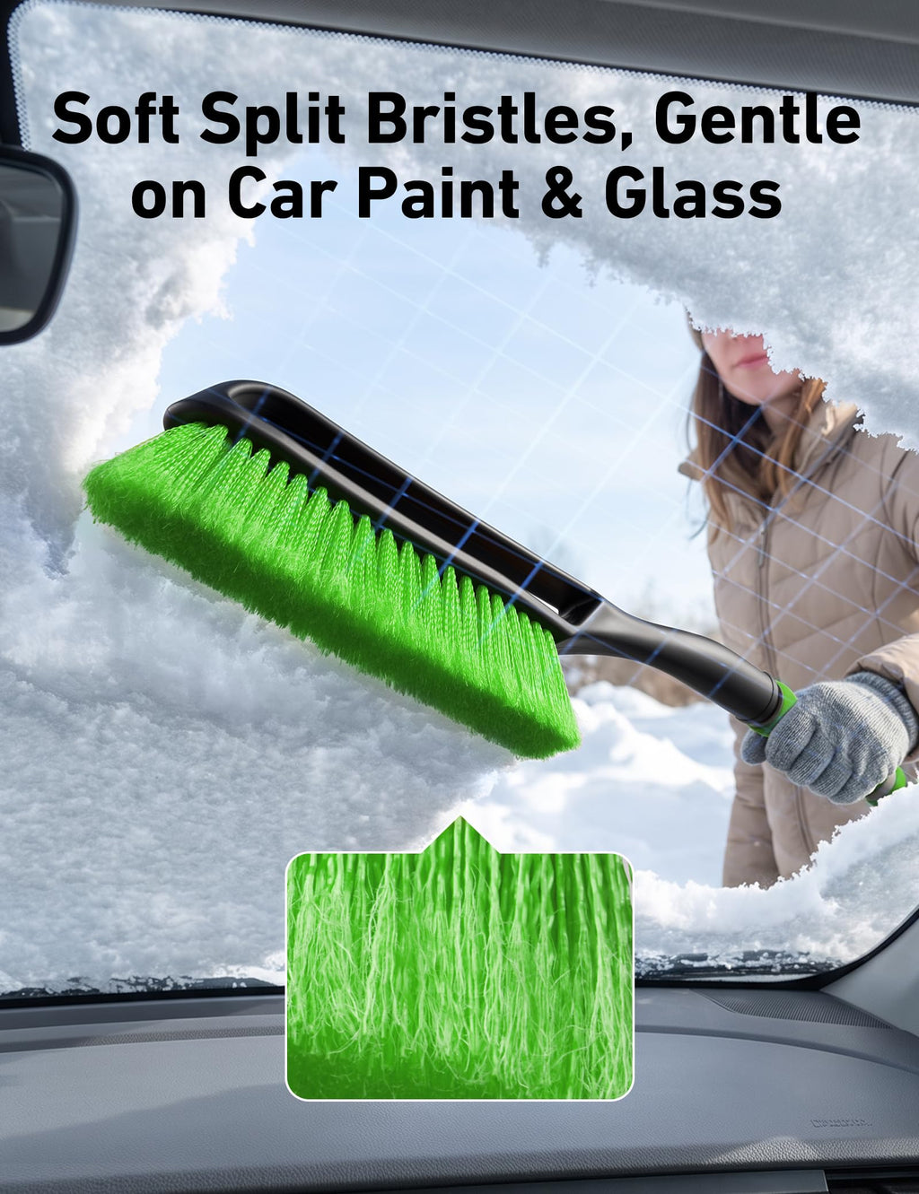 AstroAI 27" 2-in-1 Detachable Snow Brush & Ice Scrapers for Car Windshield