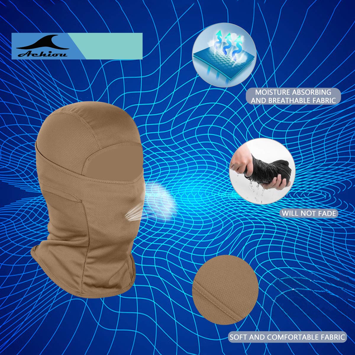 Achiou Ski Mask for Men and Women, Lightweight UV Balaclava Face Cover
