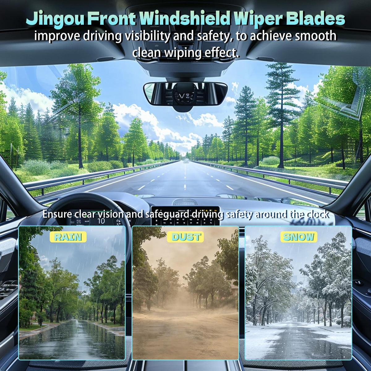 22" + 22" Front Windshield Wiper Blades Compatible with Ford F Series 2023-2012 Expedition 2022-2008 OEM QUALITY Premium All-Season Automotive Replacement Wipers (Pack of 2)