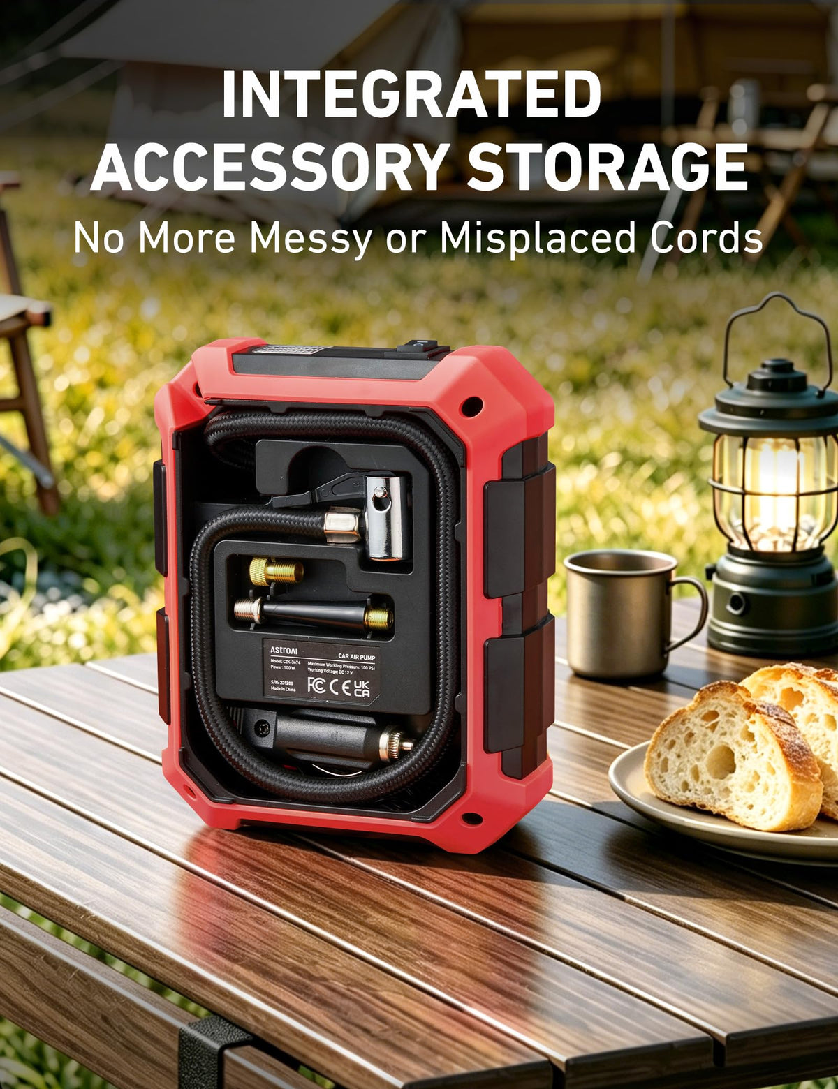 AstroAI Tire Inflator Portable Air Compressor 12V DC Integrated Storage