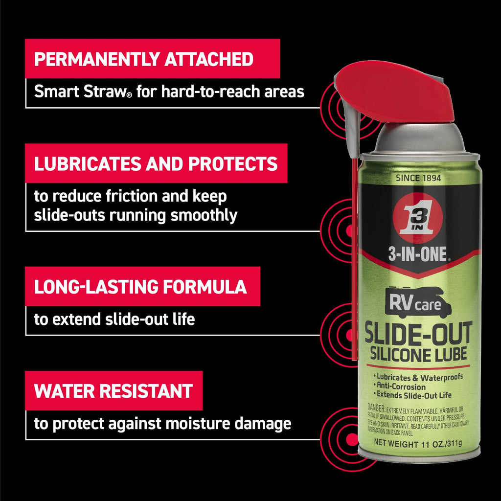3-IN-ONE RVcare Window & Track Dry Lube with SMART STRAW SPRAYS 2 WAYS, 10 OZ