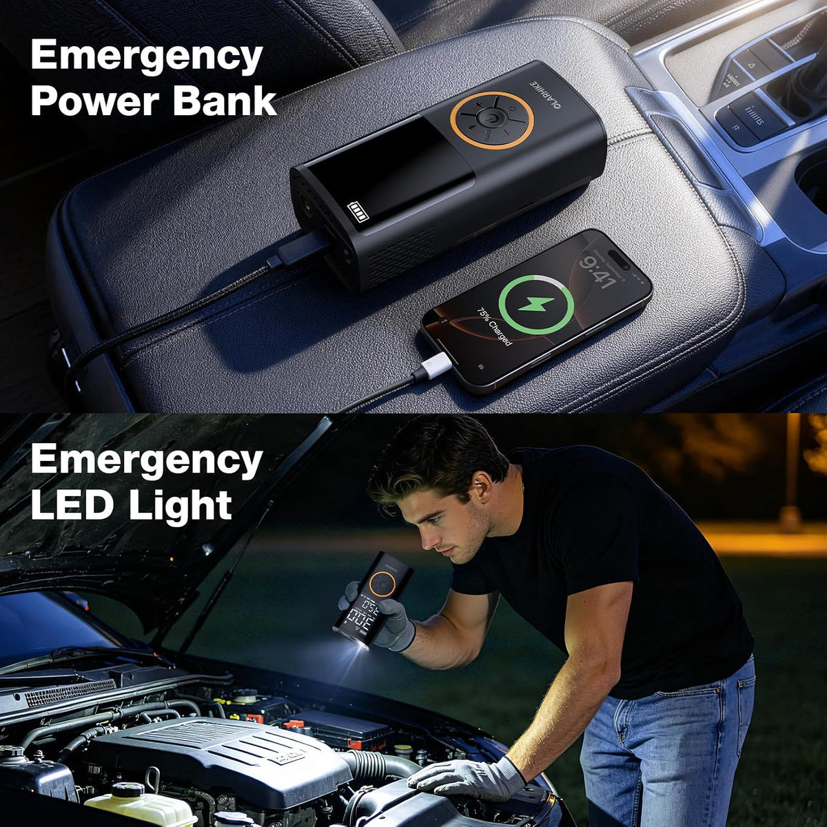 OlarHike Tire Inflator Portable Air Compressor,Built-in Short Hose