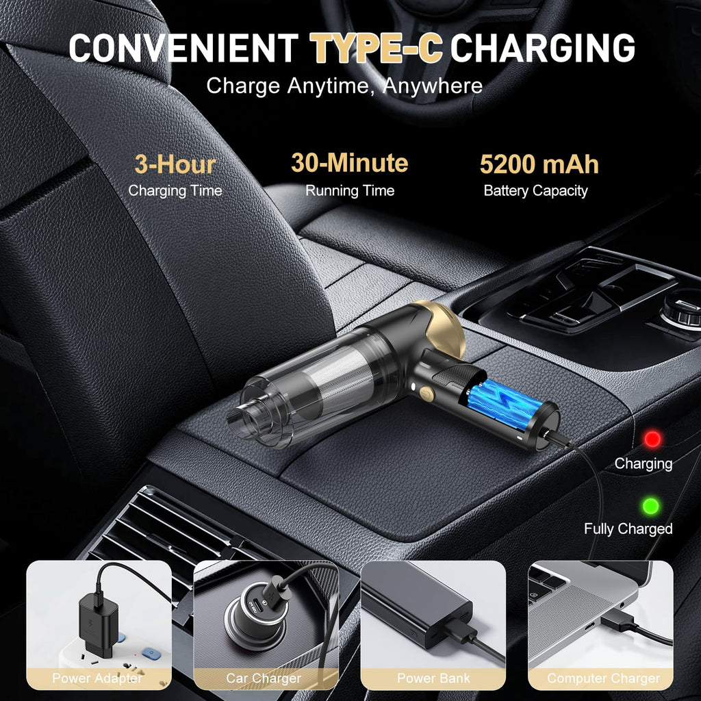 KMM Handheld Car Vacuum Cleaner, Hand Held Vacuum Cleaner and Air Duster