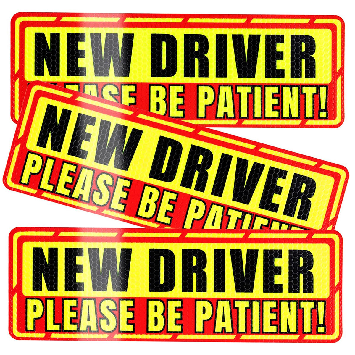 SINGARO Student Driver Magnet for Car - Please Be Patient, 3Pcs Magnetic Reflective Novice Sticker, New Driver Decal, Removable Exterior Car Accessories