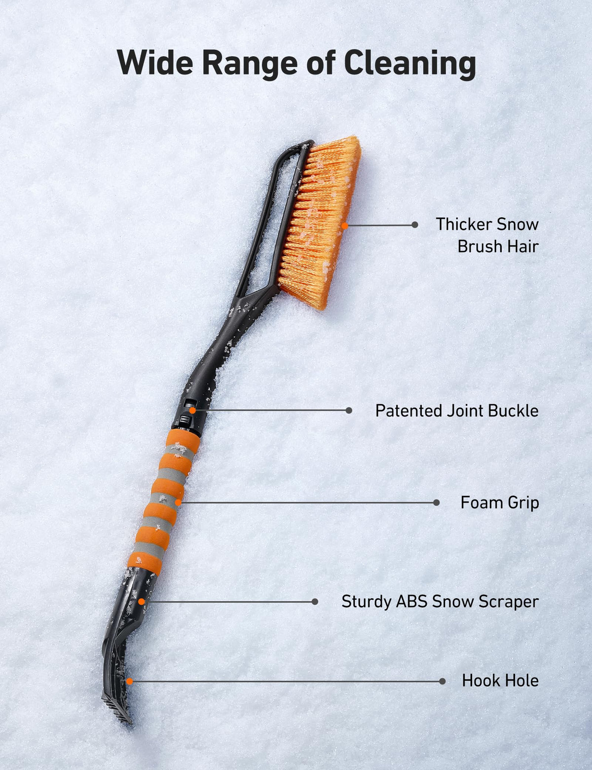 AstroAI 27" 2-in-1 Detachable Snow Brush & Ice Scrapers for Car Windshield