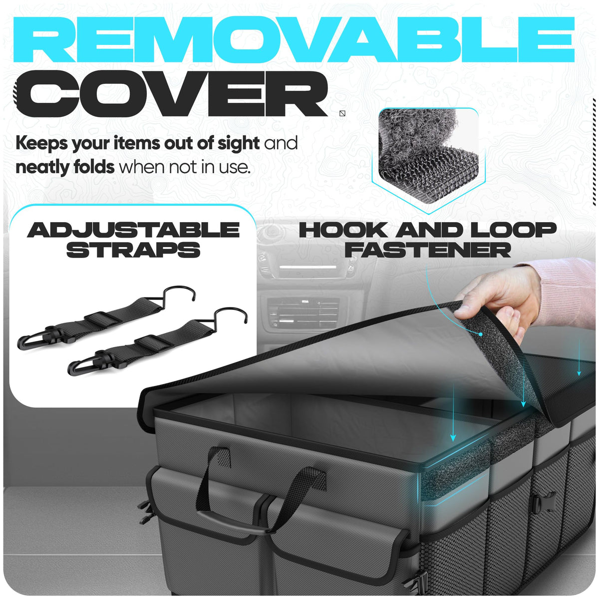 FORTEM Trunk Organizer - Foldable Car Organizer & Storage for SUVs & Trucks