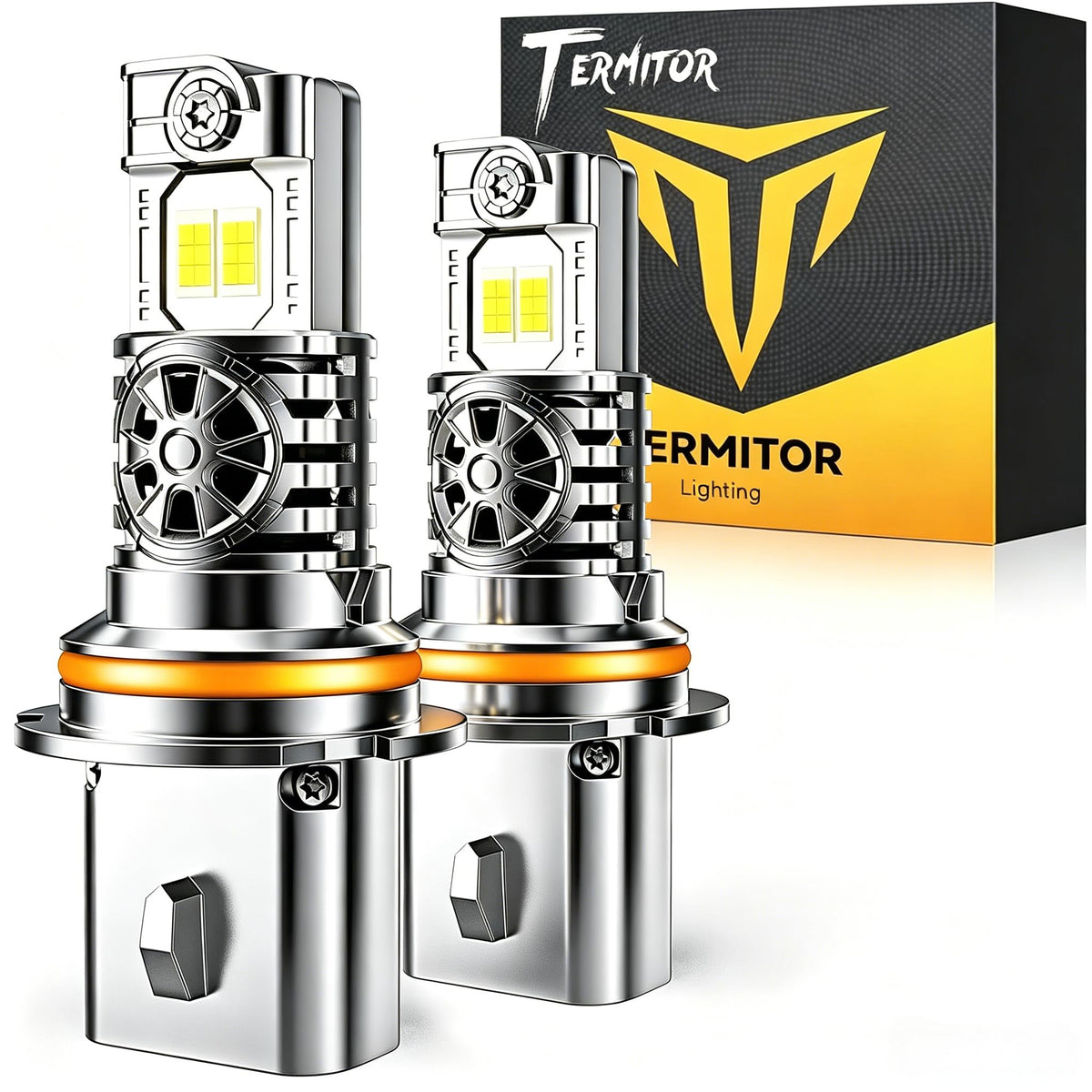 Termitor 9007/HB5 Light Bulbs, 90000LM 1500% Brightness, 70K+ Hours Lifespan, 6500K Cool White, 98%+ Vehicle Compatibility, Canbus Ready System, No Adapter Required, Plug N Play, Pack of 2