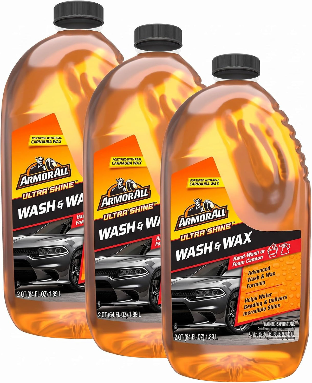 Armor All Ultra Shine Car Wash and Car Wax,Cleaning Fluid for Cars,Trucks,Motorcycles,64 Fl Oz Each,(Pack of 3)