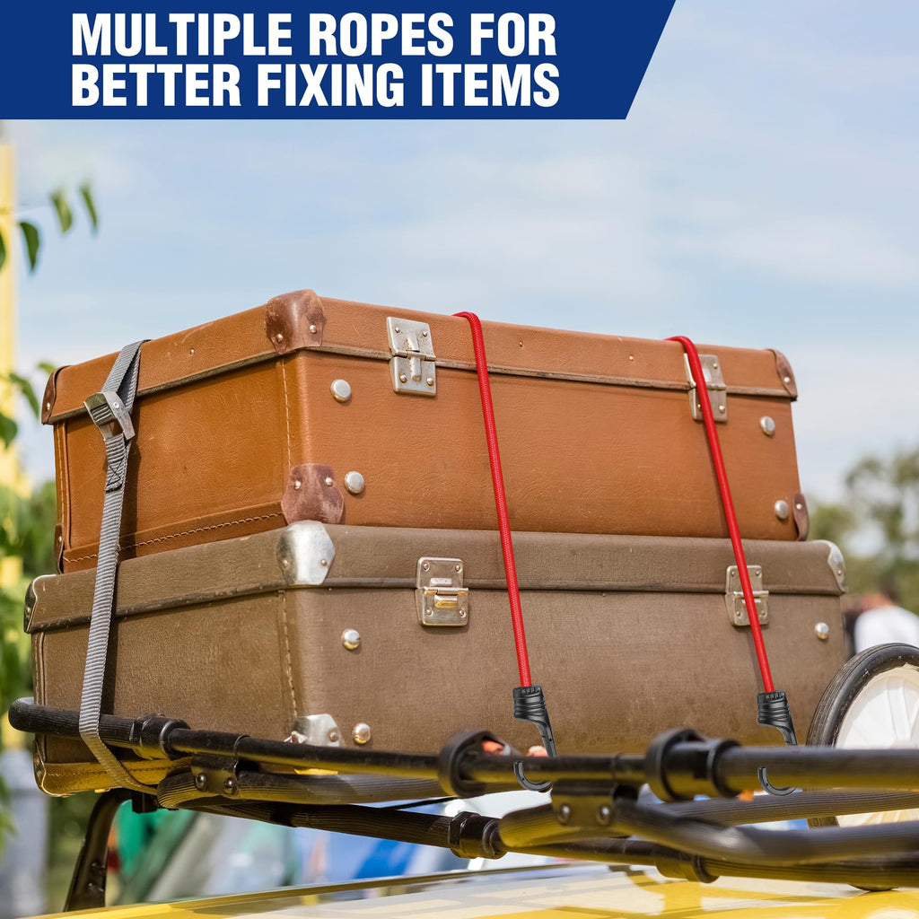 WORKPRO Bungee Cords with Hooks, Heavy Duty Outdoor Bungee Strap, 22-Piece