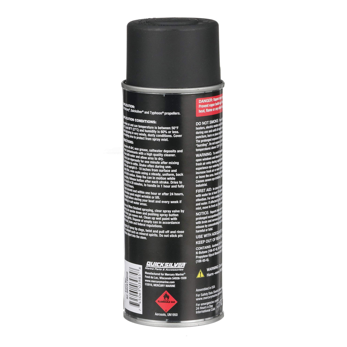Quicksilver 802878Q1 Gloss Enamel Spray Paint, 12 oz, Phantom Black