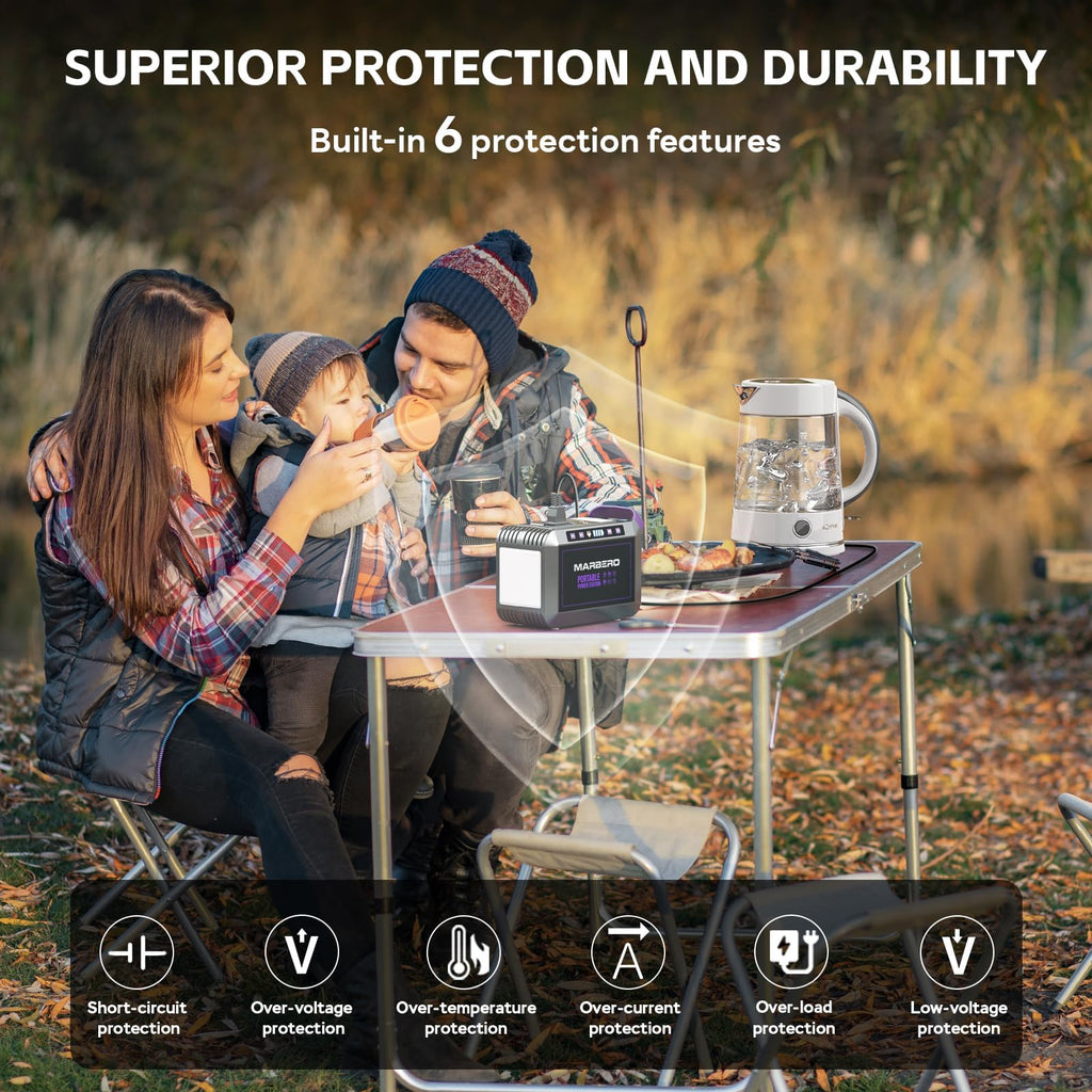 MARBERO Portable Power Station 88Wh, 120W Surge, Solar Generator 24,000mAh