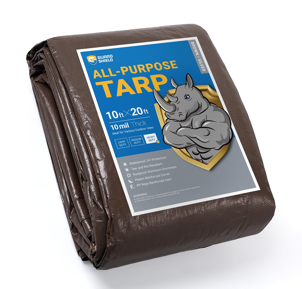 GUARD SHIELD Heavy Duty Tarp 12x16 Feet Green Multi Purpose Thick Waterproof Poly Tarp Cover 10mil