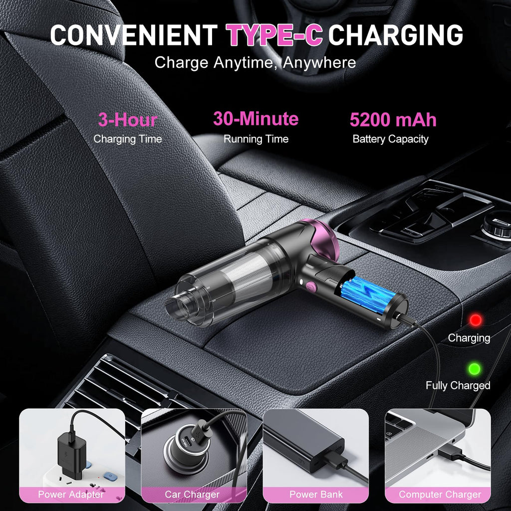 KMM Handheld Car Vacuum Cleaner, Hand Held Vacuum Cleaner and Air Duster