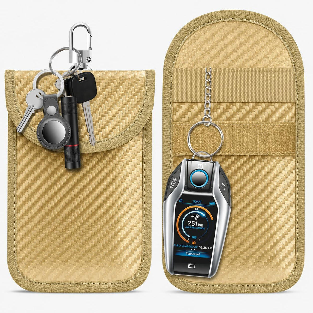 lanpard Faraday Pouch for Car Keys, Faraday Bag, Car RFID Signal Blocking Holder, Key Fob Protector, Key fob cage Block Signal Anti-Theft Fob Case (2 Pack)