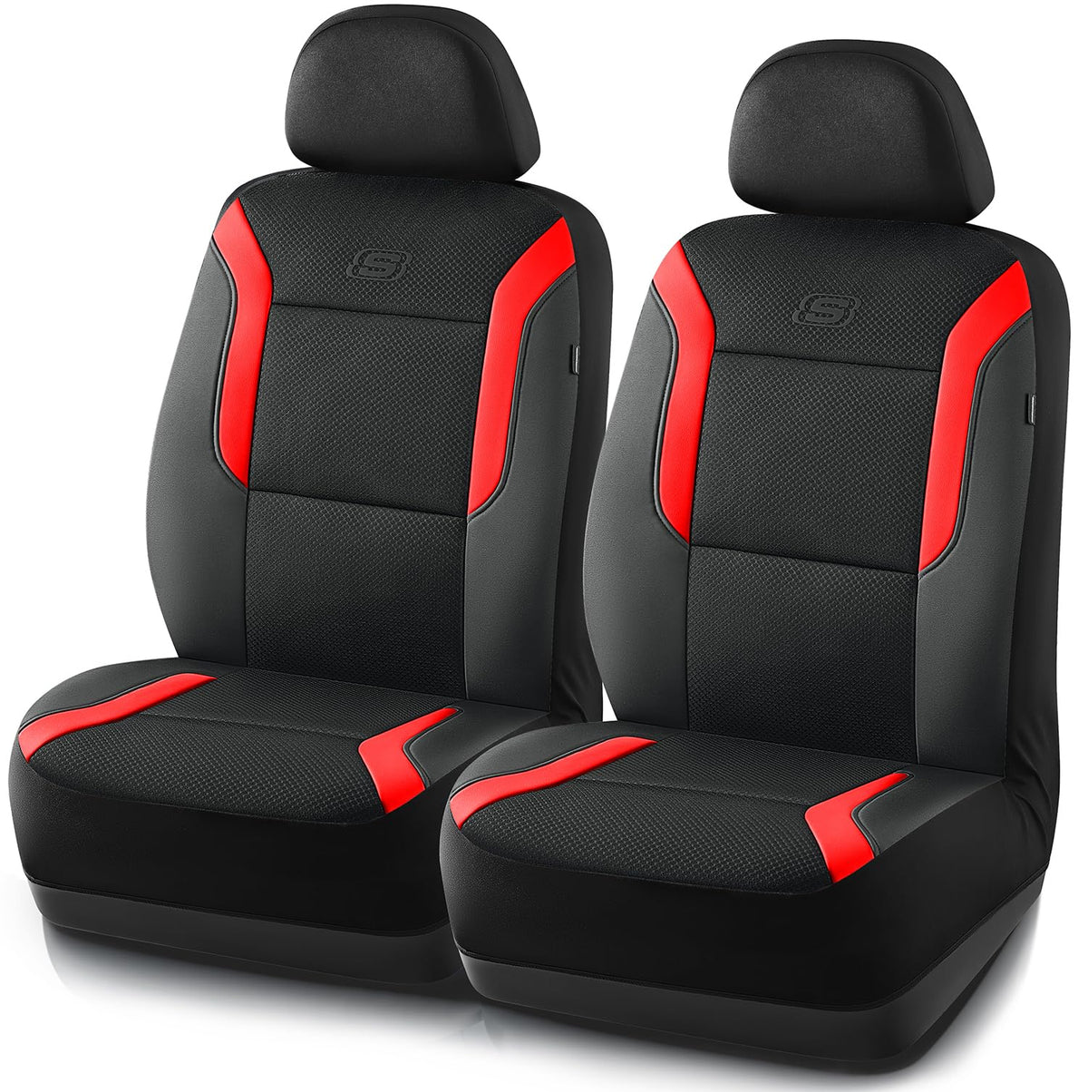 Skechers Memory Foam Seat Covers, Air Cool Mesh Thick Car Seat Covers, Car Seat Covers Front Seats Airbag Compatible, Universal Automotive Comfort for Most Cars, Vans, Trucks, SUV,Black
