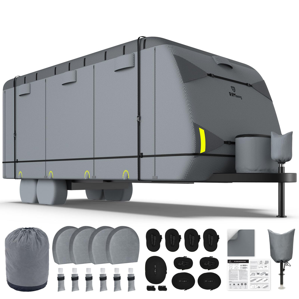 RVMasking Travel Trailer RV Cover, 9-Layer Heavy Duty Waterproof,28-31ft