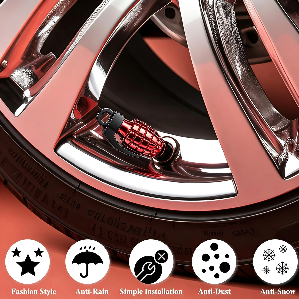 4PCS Bullet Shell Tire Valve Stem Caps, Aluminum Alloy Car Air Stem Cap, Universal Dustproof Tire Valve Stem Covers for Cars, SUV, Trucks, Bikes, Motorcycles, Bicycles (Black)