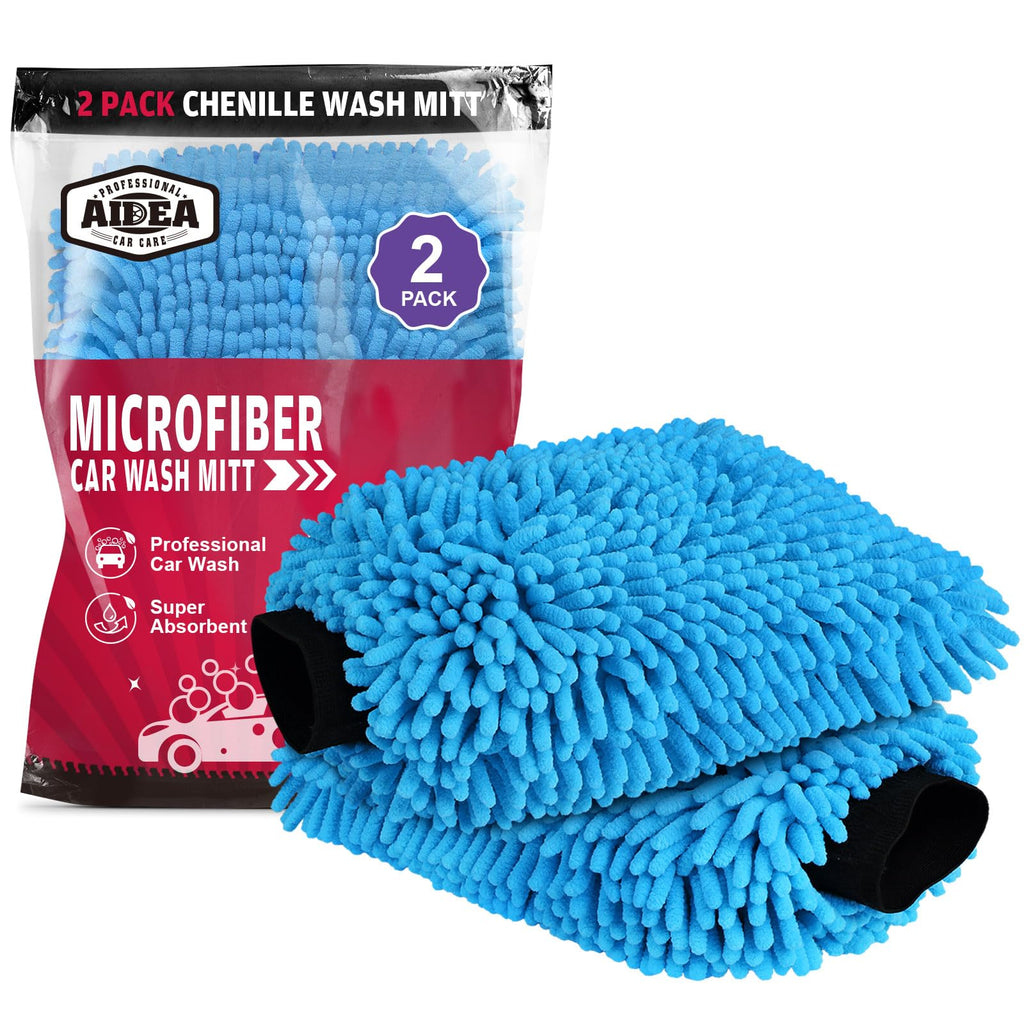 AIDEA Car Wash Mitt Microfiber-2PK, Car Wash Brush, Green, 7.12''X10.14''