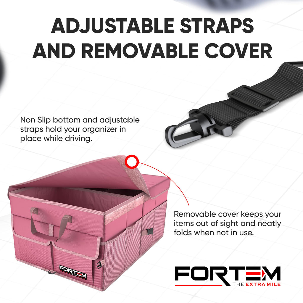 FORTEM Trunk Organizer - Foldable Car Organizer & Storage for SUVs & Trucks