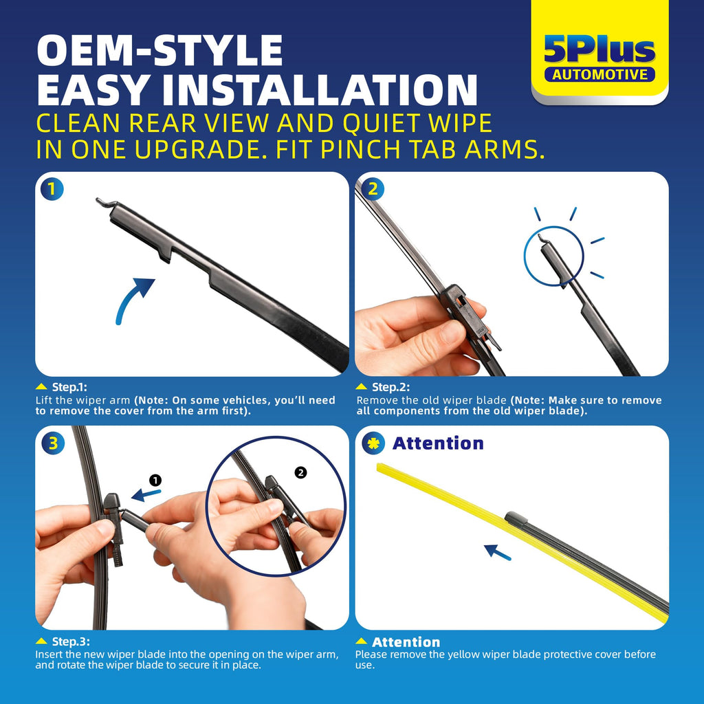 5 PLUS RearQuiet 12 Inch Rear Wiper Blade,OEM Replacement Rear Window Wiper