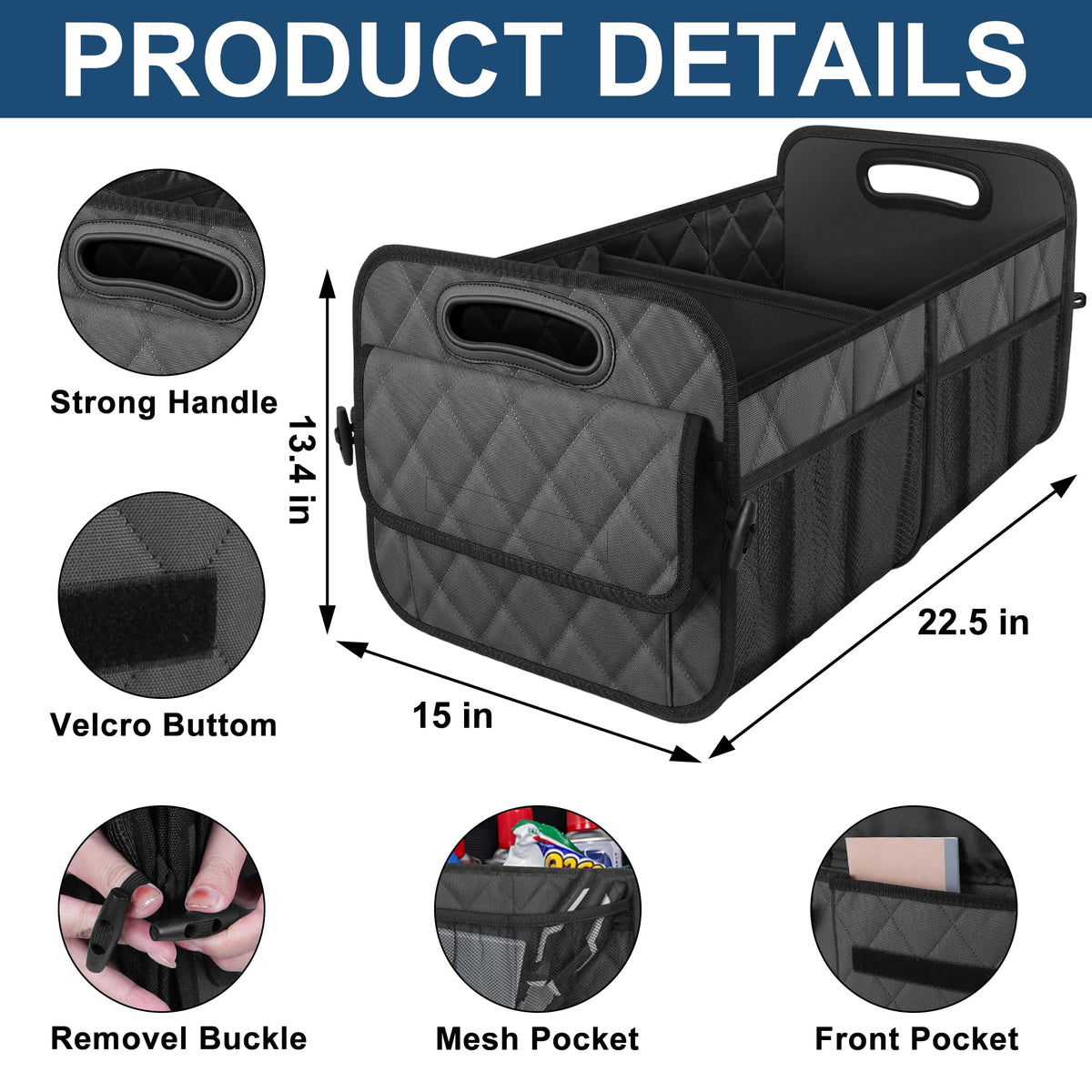 Deosk Car Trunk Organizer for SUV, Foldable Car Organizers and Storage