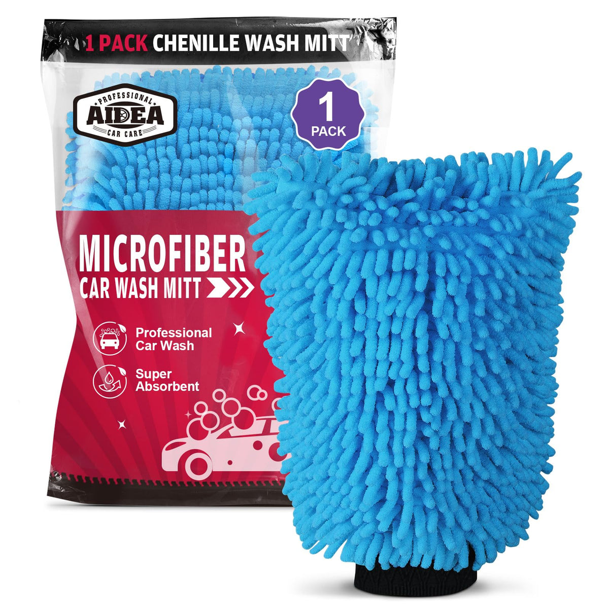 AIDEA Car Wash Mitt Microfiber-2PK, Car Wash Brush, Green, 7.12''X10.14''