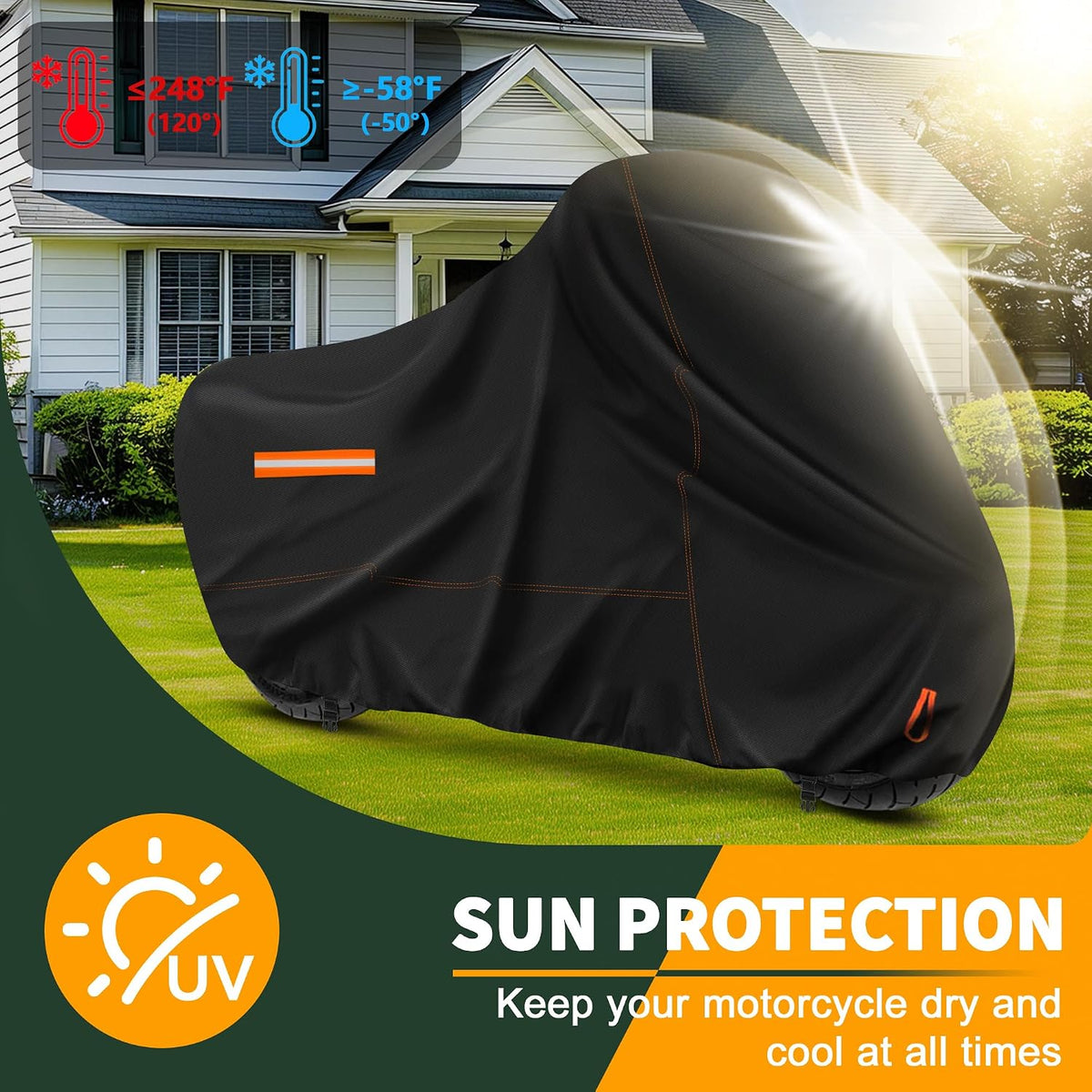 Enzeno Motorcycle Cover Waterproof Motorcycle Rain Tarp Outdoor Storage