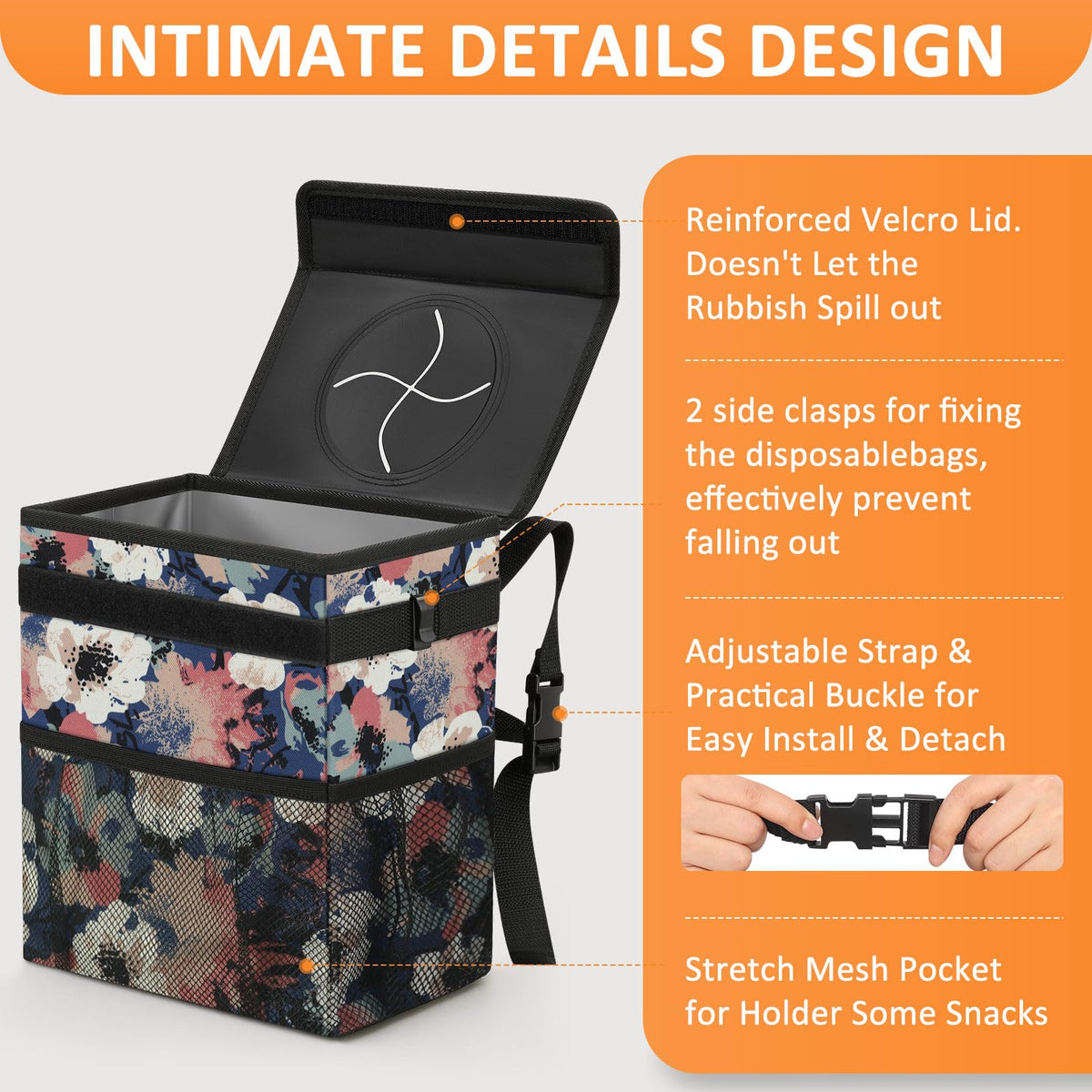 Vankor Car Trash Can with Lid Leak Proof Car Accessories for Women